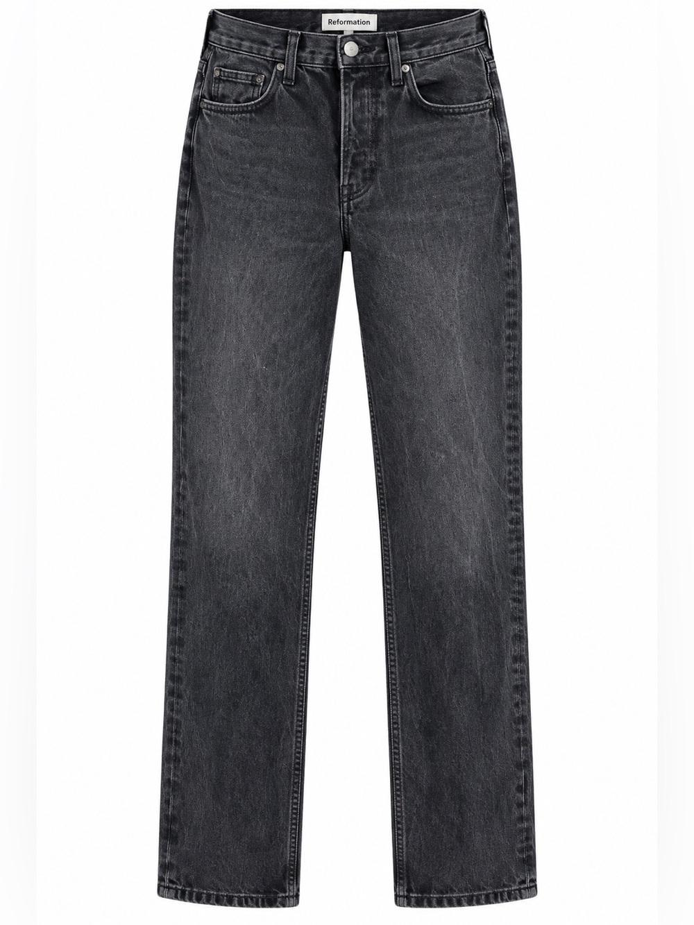 Reformation Jeans Black 26 High Rise Straight Leg 90s Faded Denim Minimalist